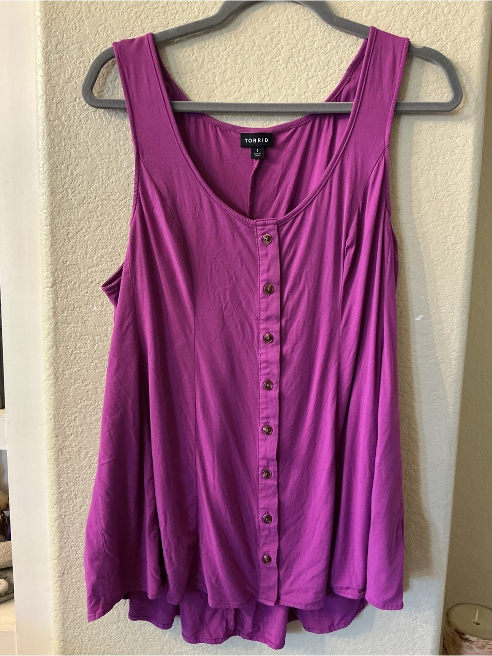 torrid Pink-Magenta Button Front Hi-Low Tank 1X